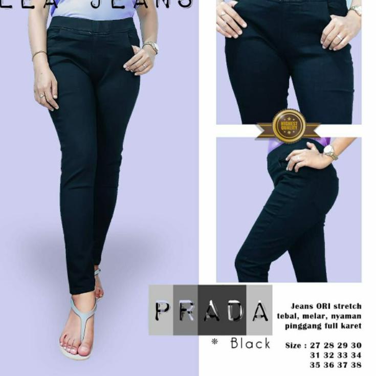 ➫.EGI68.❂ promo celana jeans legging wanita-pinggang karet-original Prada Lokal Paling Dicari