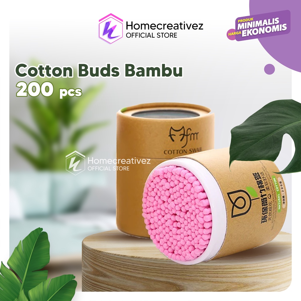 HC 200 pcs Cotton Buds Bambu Pembersih Telinga Korek Kuping