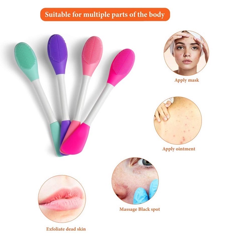 Kuas masker silikon 2 in 1 face brush pembersih sikat komedo