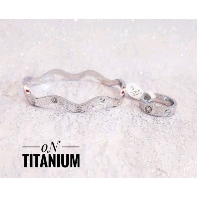 Set Perhiasan Titanium Wanita Silver Import 1012b