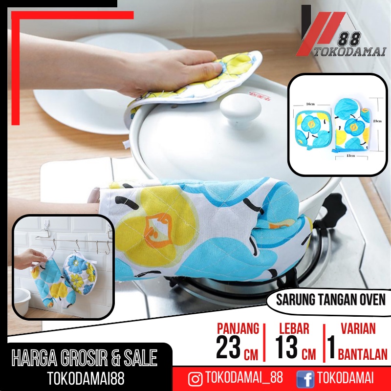 Sarung Tangan Oven plus bantalan Gloves Tahan Panas Warna Random