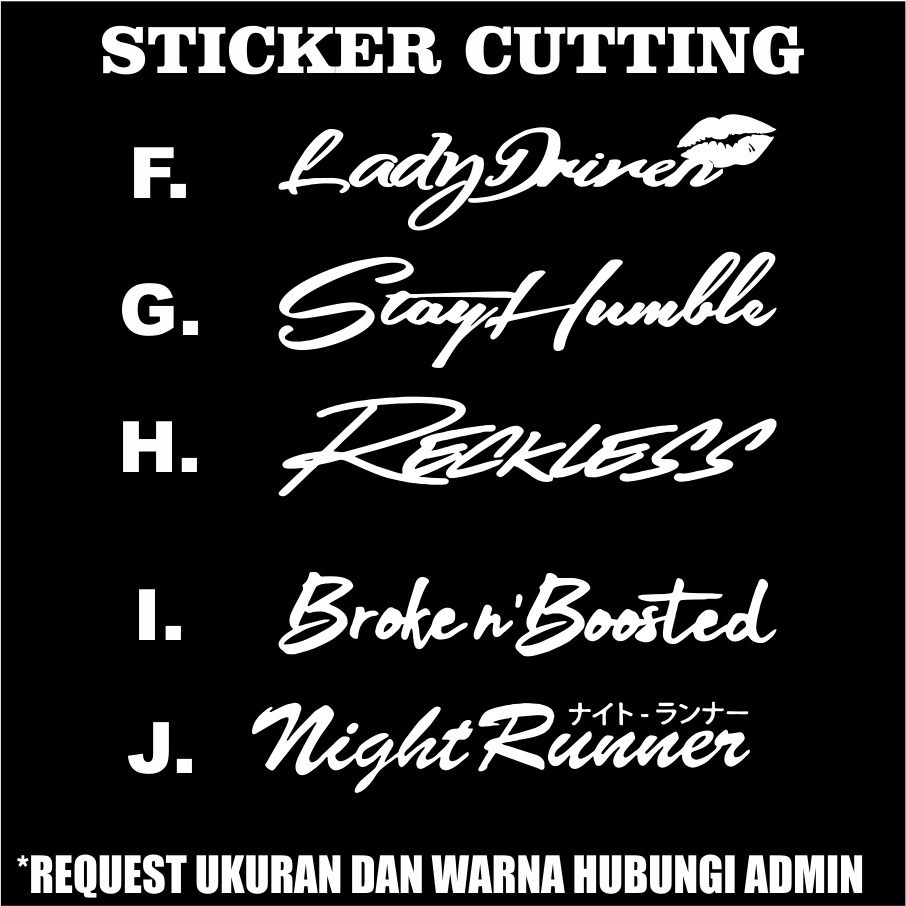 Stiker Cutting JDM MOBIL LENGKAP - LOWERED LIFESTYLE,STATIC,CANIBEAT DLL