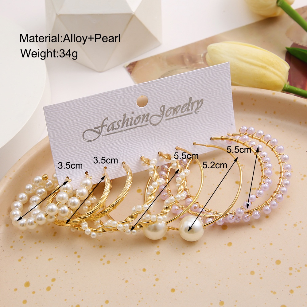 Anting Hoop Mutiara Imitasi Gaya Retro Vintage Untuk Wanita