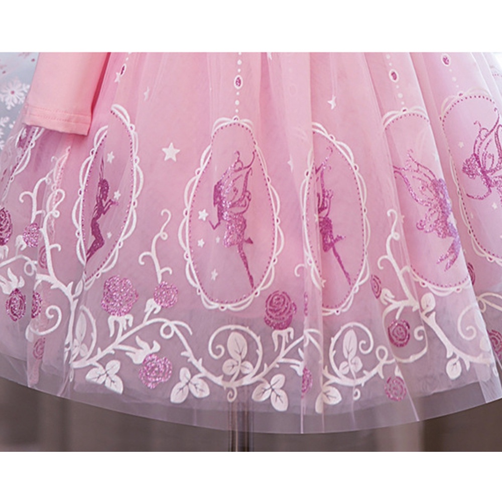 2-10 thn Anak Perempuan Frozen Elsa Princess Dress untuk Pesta Bunga Lengan Panjang Gaun Tutu