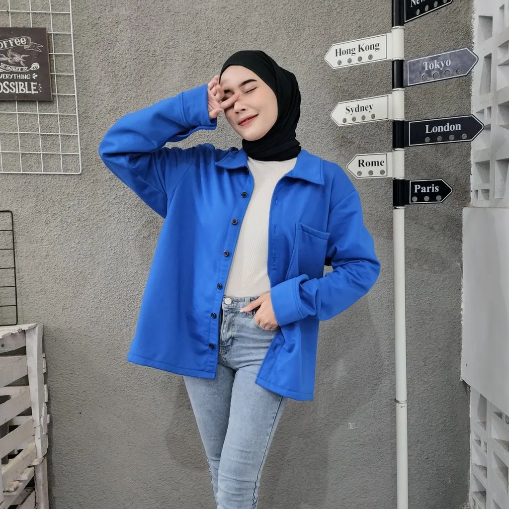 BIG NEWYORK Sweater Crewneck Wanita Oversize Atasan Kemeja Outher Kasual Style FLEECE Tebal Korean OOTD Outfit Kekinian