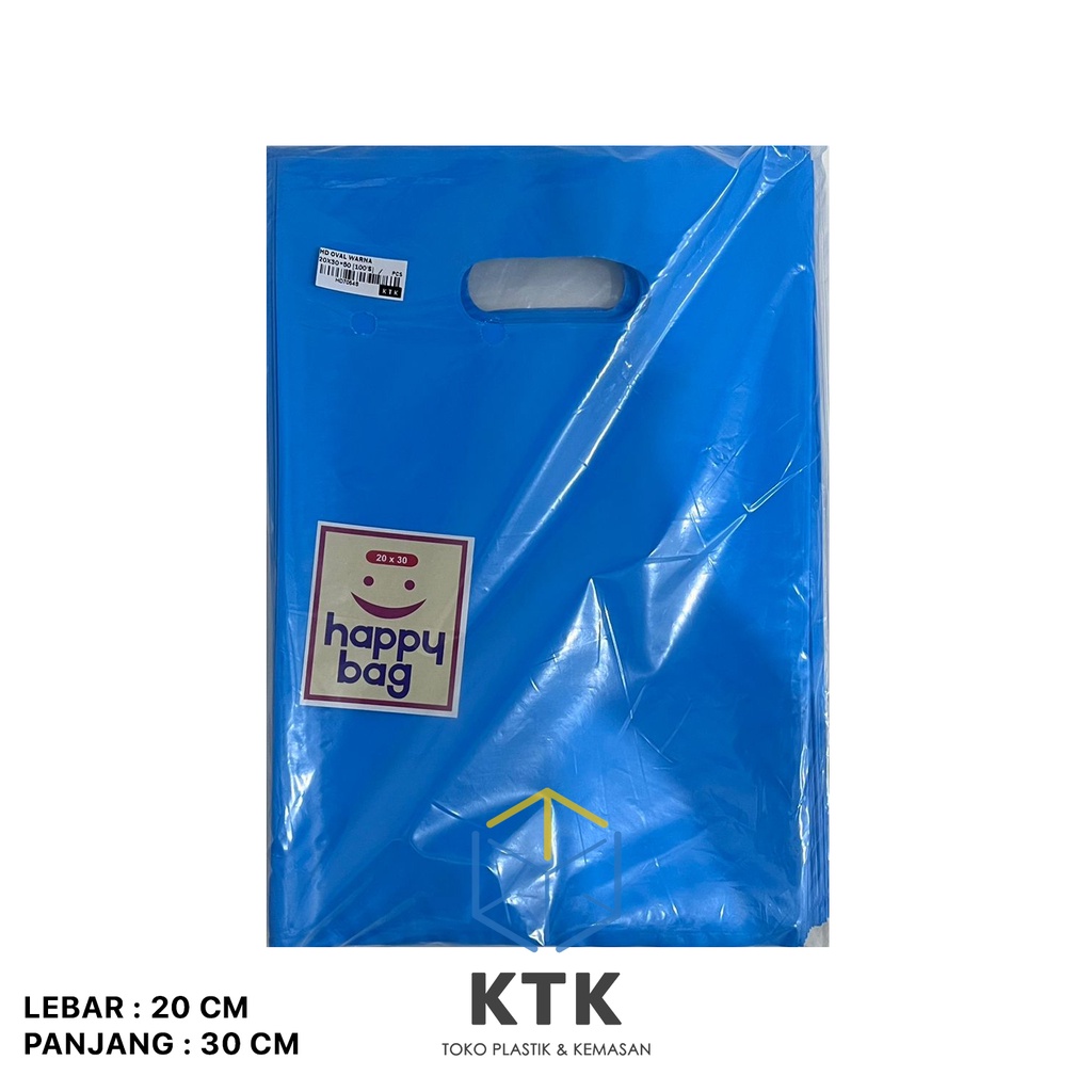 Kantong Plastik HD Plong Oval 20x30 Tebal *50 / Happy Bag Warna