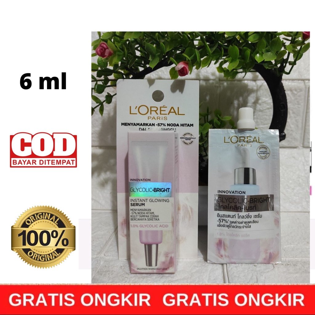 SALE  Serum Loreal Glycolic Bright Instant Glowing Face Serum Sachet 6 ml / 7.5 ml / Serum Loreal Sa