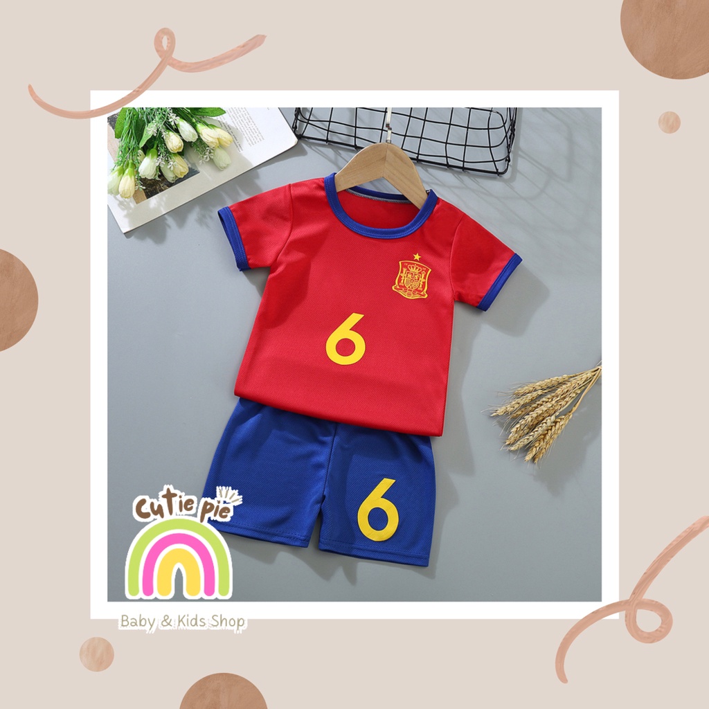 COD / SPAIN RED / SETELAN BAJU IMPORT ANAK / SETELAN BAJU BOLA ANAK LAKI LAKI / SET BAJU BOLA ANAK /