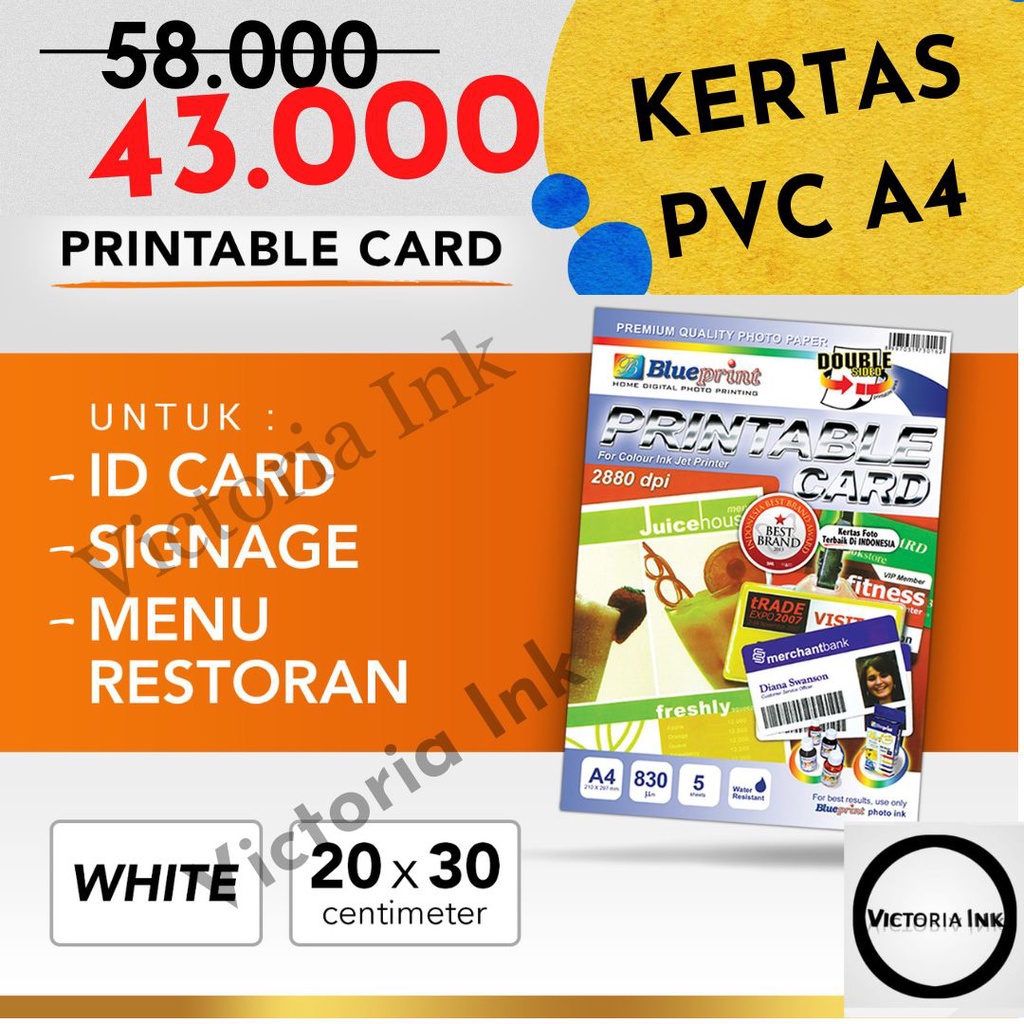 PVC Blueprint Printable Card Blueprint Kertas ID Card Blueprint