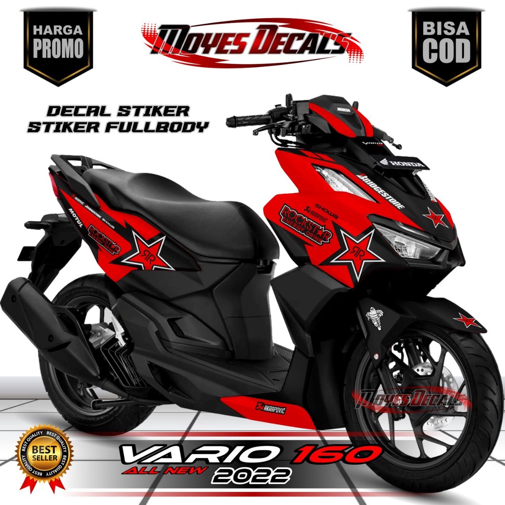 Decal Vario 160 - Motif RockStar Warna Merah Hitam