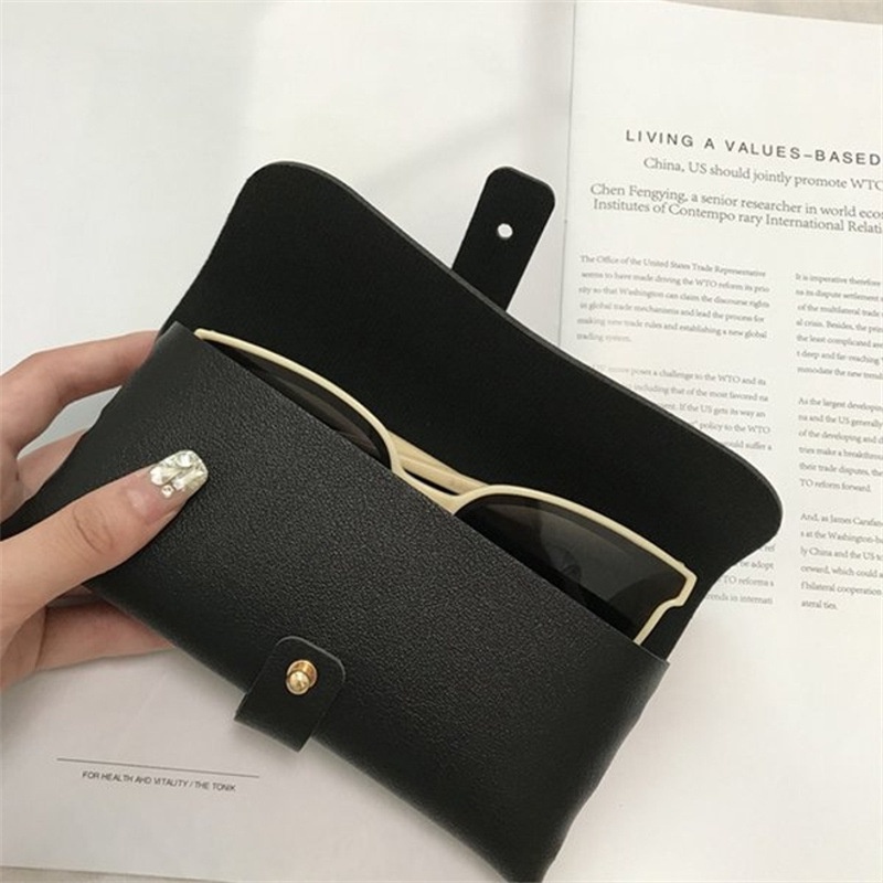 We Flower Case Pouch Pelindung Kacamata Bahan Kulit PU Lembut Tahan Lama Warna Hitam Putih Untuk Pria Dan Wanita