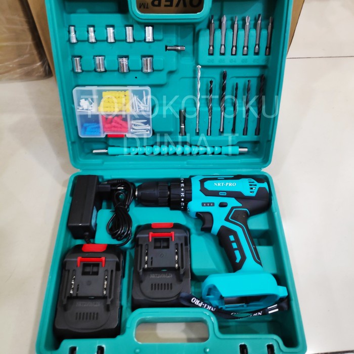 Mesin Bor Nrt-Pro Mesin Bor Baterai Cordless Drill Nrt Pro Dc-340 Set 10Mm 20V