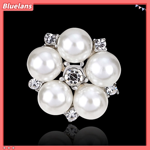 Bluelans Fashion Rhinestone Flower Brooch Pin Imitation Pearl Wedding Jewelry Accessory