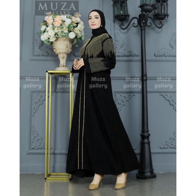 MUZA ABAYA HITAM ZYVA GOLD/SILVER (BUSUI)