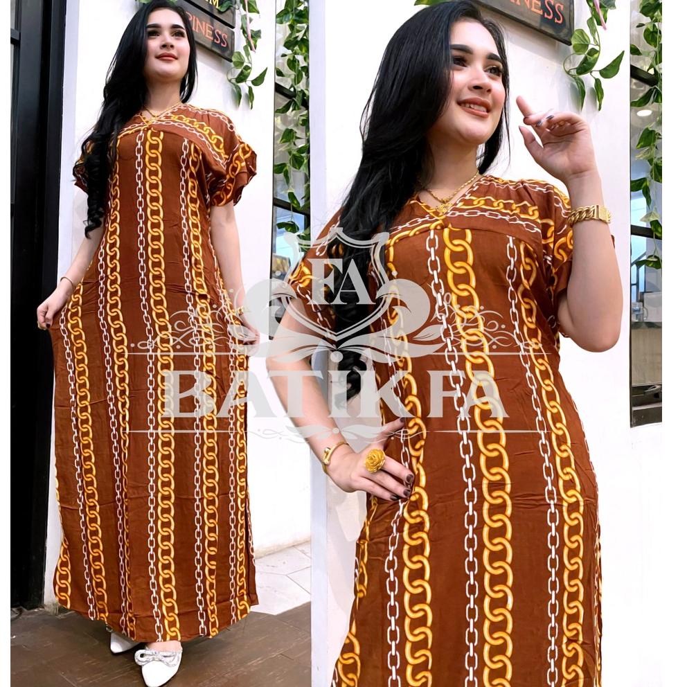 BATIK WANITA DASTER RAYON PANJANG MURAH KEKINIAN BUMIL VELI ( RANTAI CUPITA MONOCROM NAURA TULIP SHA