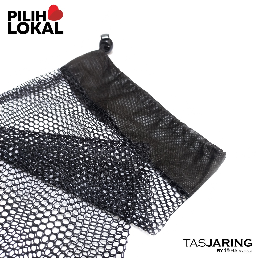 Tas Jaring Full Serut Murah Polos - Pouch Bag Pria Wanita Bahan Jaring Tas Handuk Pouch Alat Mandi Hitam Serbaguna Organizer - Tas Jala - Tas Make up - Tas Sandal - Tas Jaring Sandal Gunung - Tas Accesories Murah - Net Foam - Pouch Jaring Hitam - Tas ATK