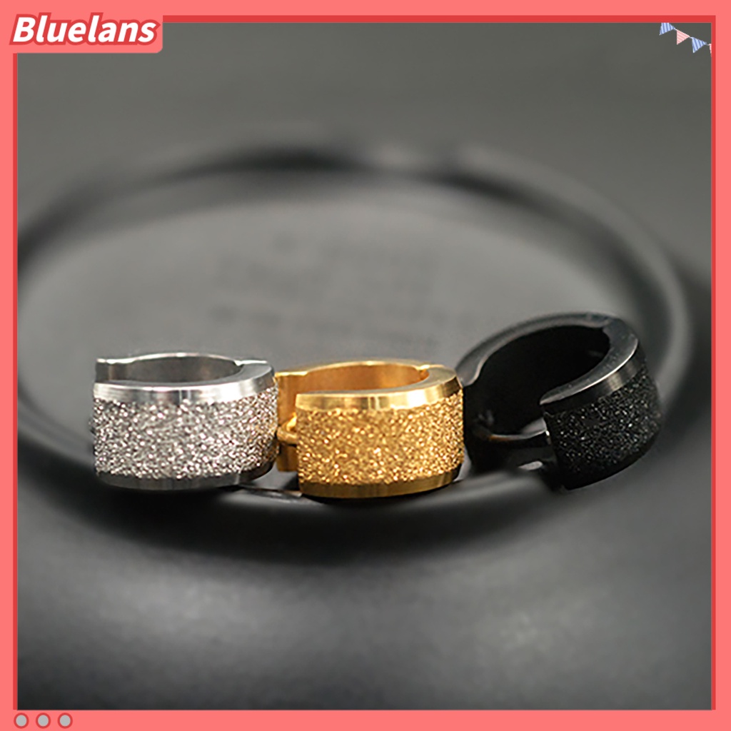 Bluelans 1 Pair Men Women Titanium Steel Dull Polish Hoop Huggie Earrings Ear Studs