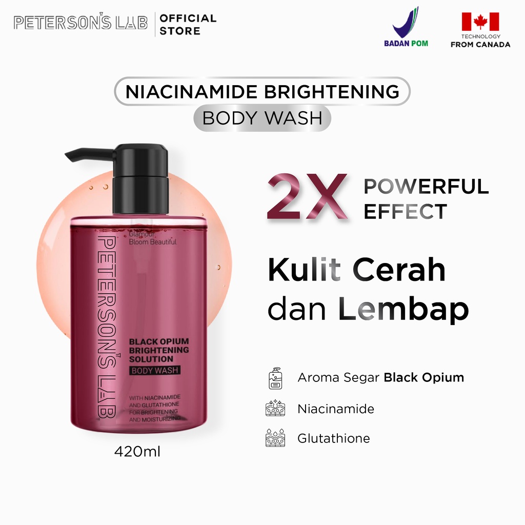 Jual Peterson's Lab Brightening Body Wash 400ml with Niacinamide & Gluthatione (Mencerahkan