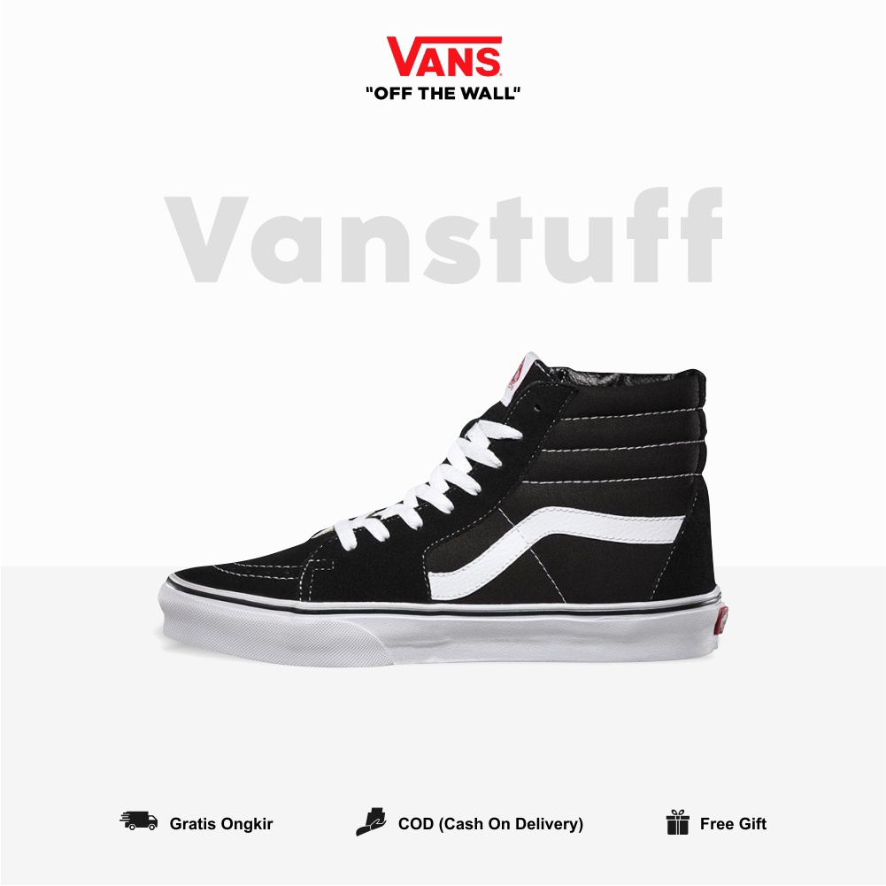 Vans Classic SK8 Hi Black White Pria Wanita Original 100% BNIBWT Ori Authentic High Ori Global Market Authentic