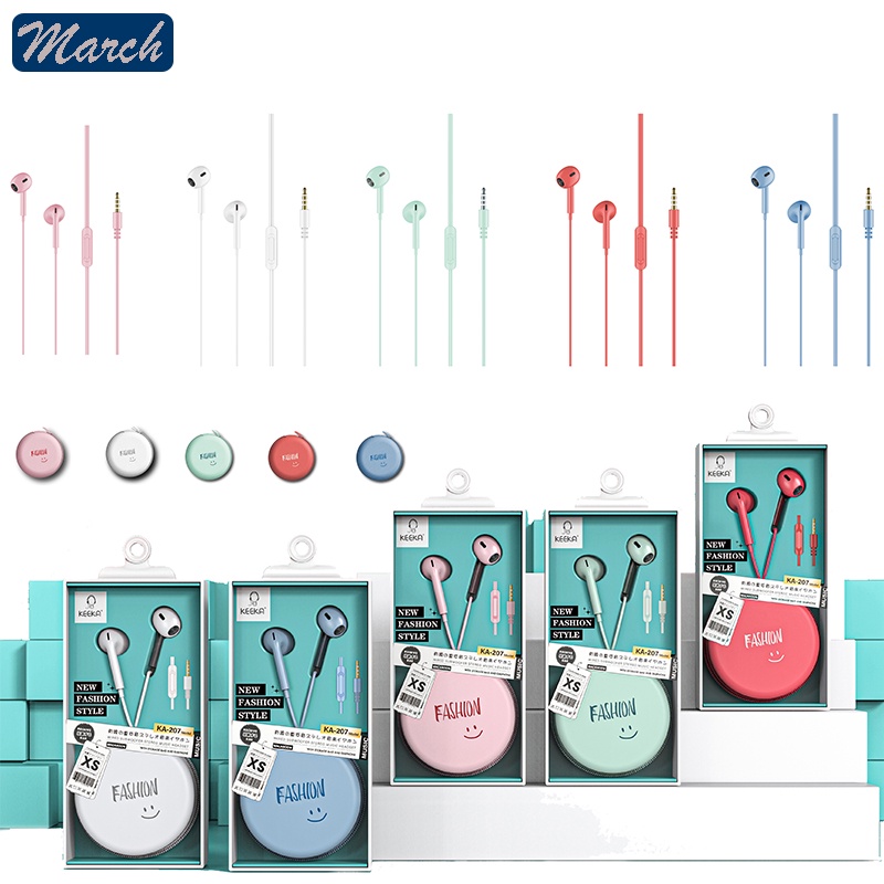 3.5mm Jack Earphone with Mic Storage Box In Ear Stereo Earbuds Portable Karaoke Wired earphone Built-in Microphone MP3 In-Ear Audio Earphone with Storage Case imut Colorful Girls Boys Gift