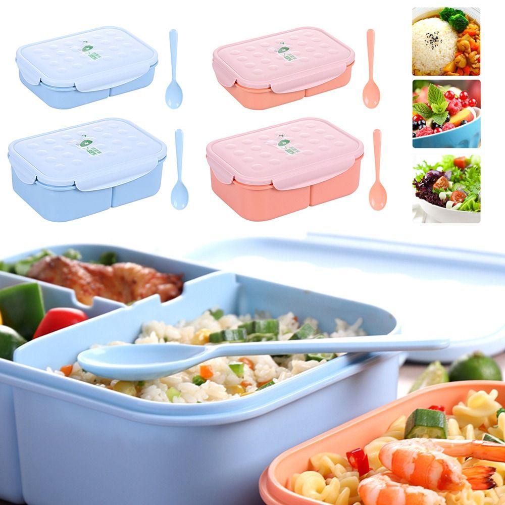 Top Lunch Box Portable Rectangle Grid 3susun Wadah Makanan Gird