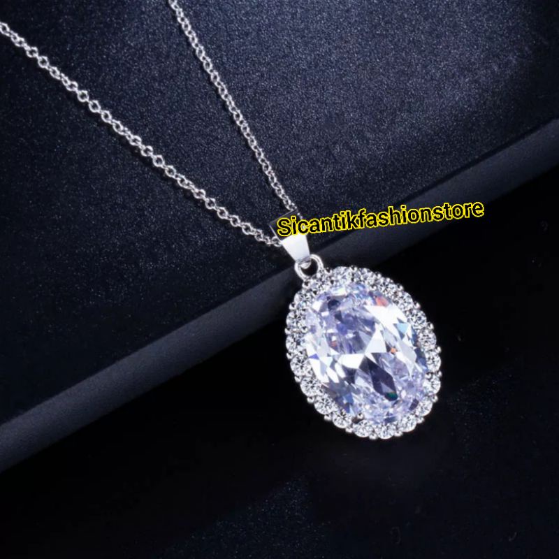 Kalung Liontin Perak Silver 925 Lapis Emas Putih Anti Karat Selamanya Kalung Titanium Kalung Nuri Silver Liontin Permata Perak Silver 925 Fashion Wanita Terlaris Anti Karat Selamanya Kalung Titanium Nuri Kalung Wanita Rantai Nuri Liontin Permata