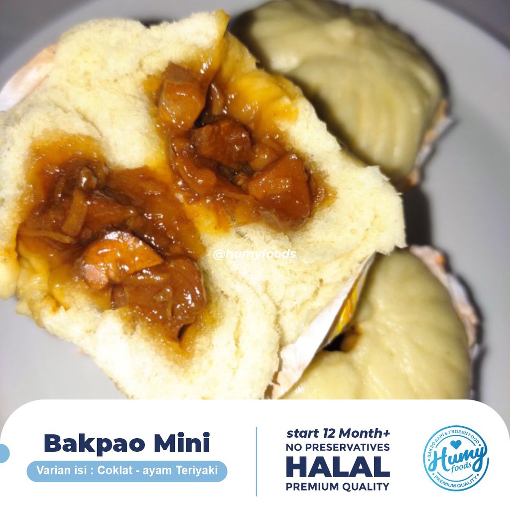 BAPAO BAKPAO MINI (lebar 6cm) ISI COKLAT / AYAM TERIYAKI (5 pcs) Tanpa Pengawet