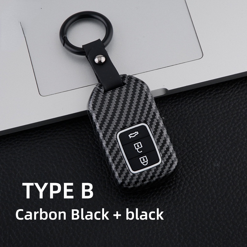 1pc Case holder Kunci Mobil Bahan ABS Carbon Fiber Untuk Honda Vezel City Civic BR-V HR-VCRV Pilot Accord Jazz Jade Crider Odyssey
