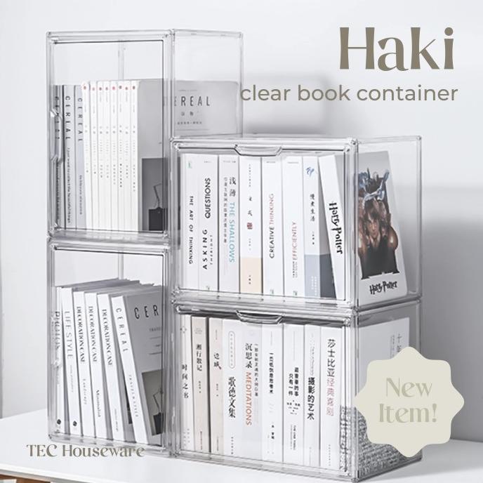 TECHAKI Transparent Acrylic Book Magazine Organizer Storage Box