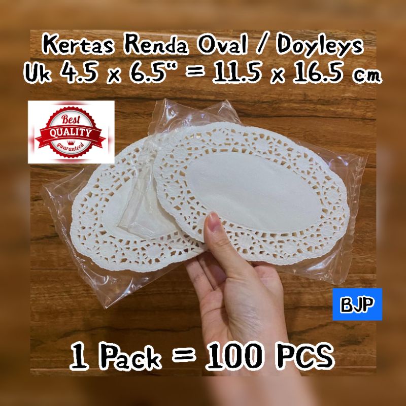 

[ 100 PCS ] Kertas Doyleys Oval White uk 4.5" x 6.5" = 11 x 16.5 cm ~ FOOD GRADE.