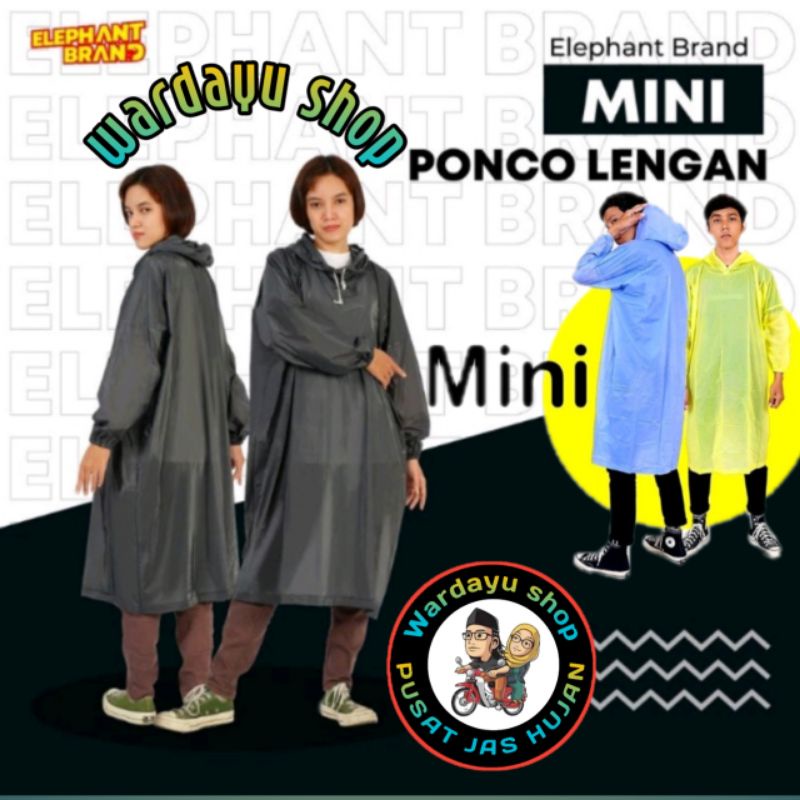 Jas Hujan Mini by Elephant Brand Ponco Kelelawar lengan Tanpa Celana  / Mantel Termurah Gajah Original Dewasa Perempuan Pria Wanita Raincoat Terusan Murah Berkualitas Anti Rembes