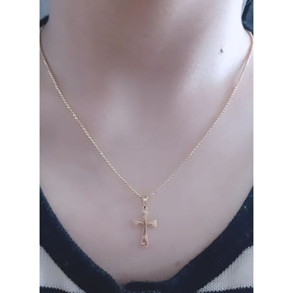 KALUNG PERAK ASLI SILVER 925 LAPIS EMAS/KALUNG BIIJILADA+LIONTIN SALIB POLOS/ASLI SILVER/FASHION WANITA TERBARU