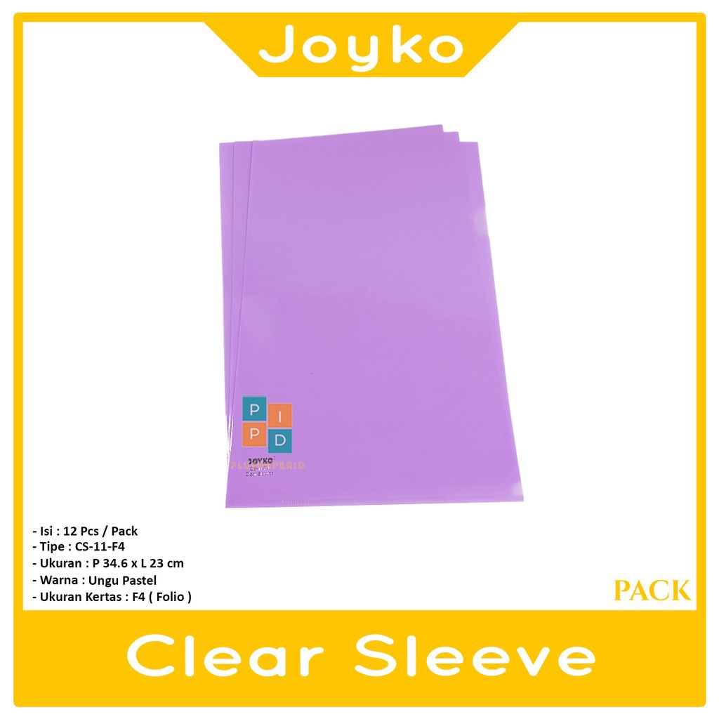 

JOYKO - Clear Sleeves Map L Plastik Bening CS-11-F4 Ungu Pastel - PCS