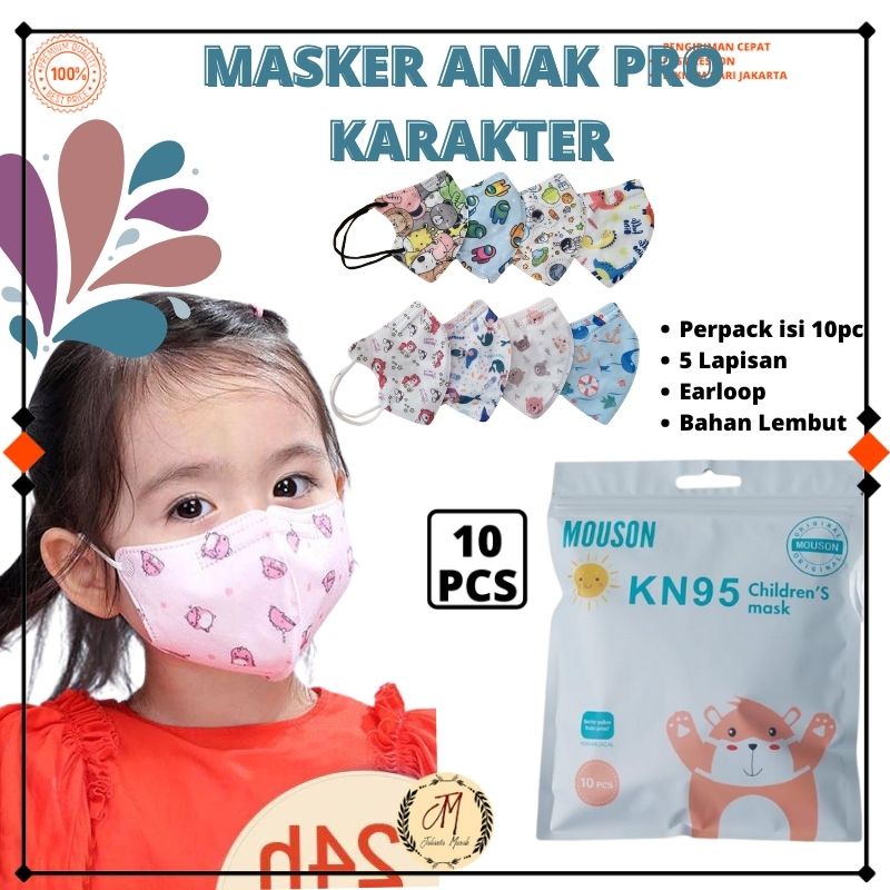 Masker Mouson Pro KN95 Anak Motif Karakter Isi 50Pc Masker KN95 Mouson Karakter Anak 5Ply JMR