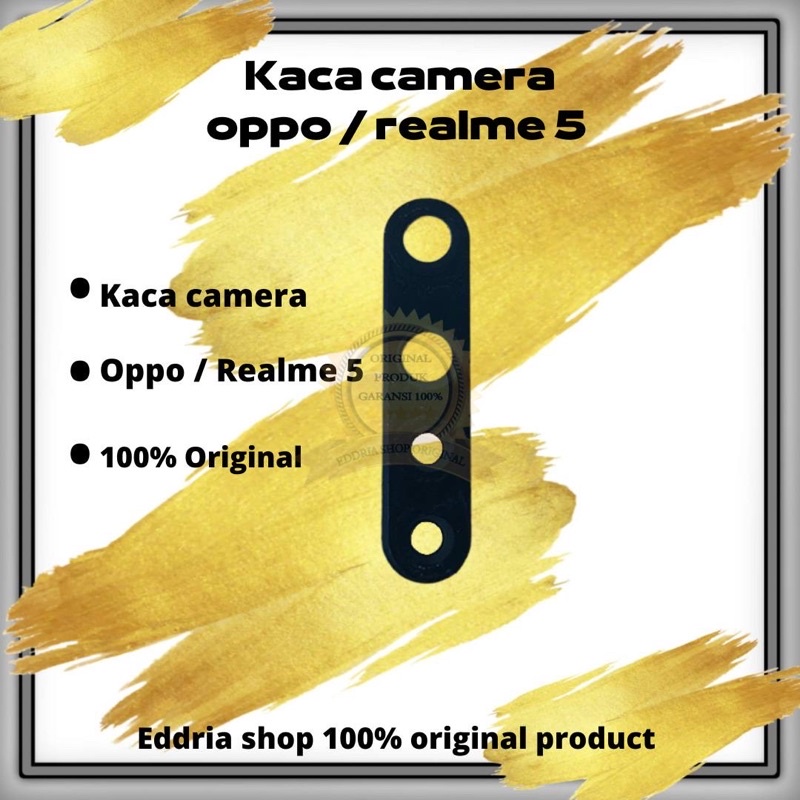 Kaca Lensa Kamera Belakang Oppo Realme 5 Sudah Sama Lem Black