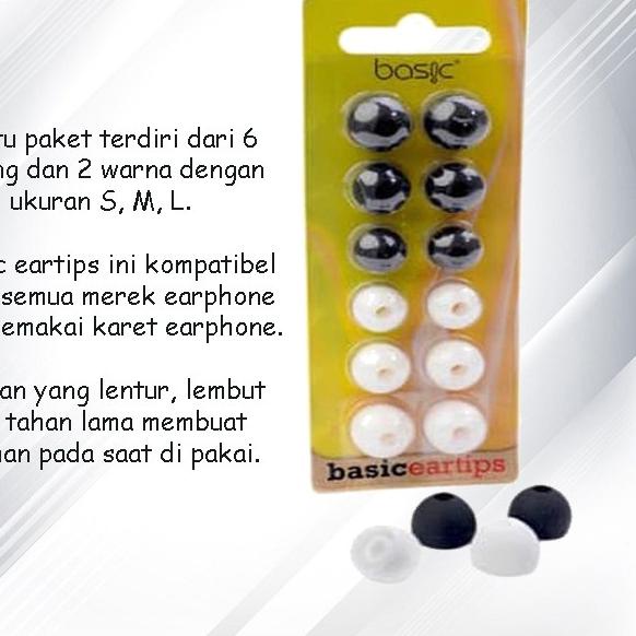 Basic Silicone Eartips, Karet Earphone
