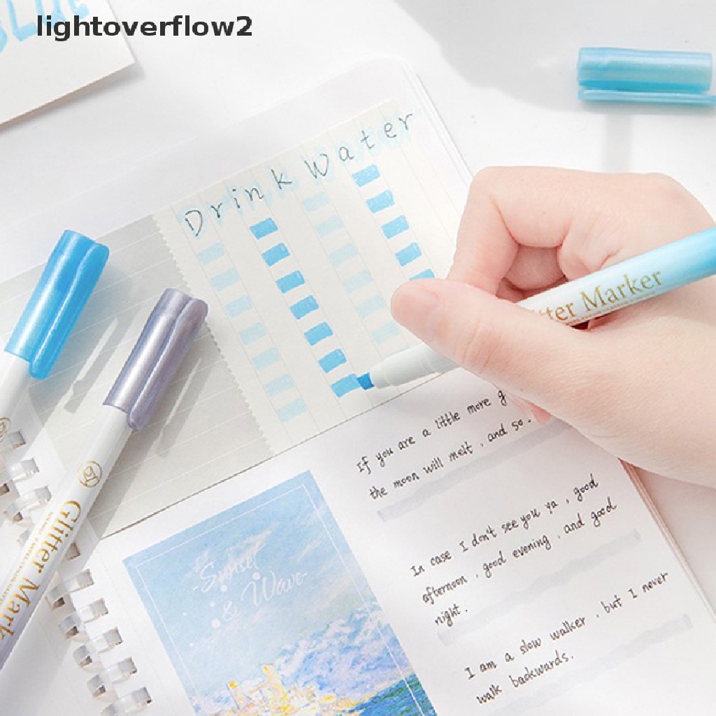 (lightoverflow2) 1pc Spidol Highlighter Warna Pastel Glitter Untuk Scrapbook