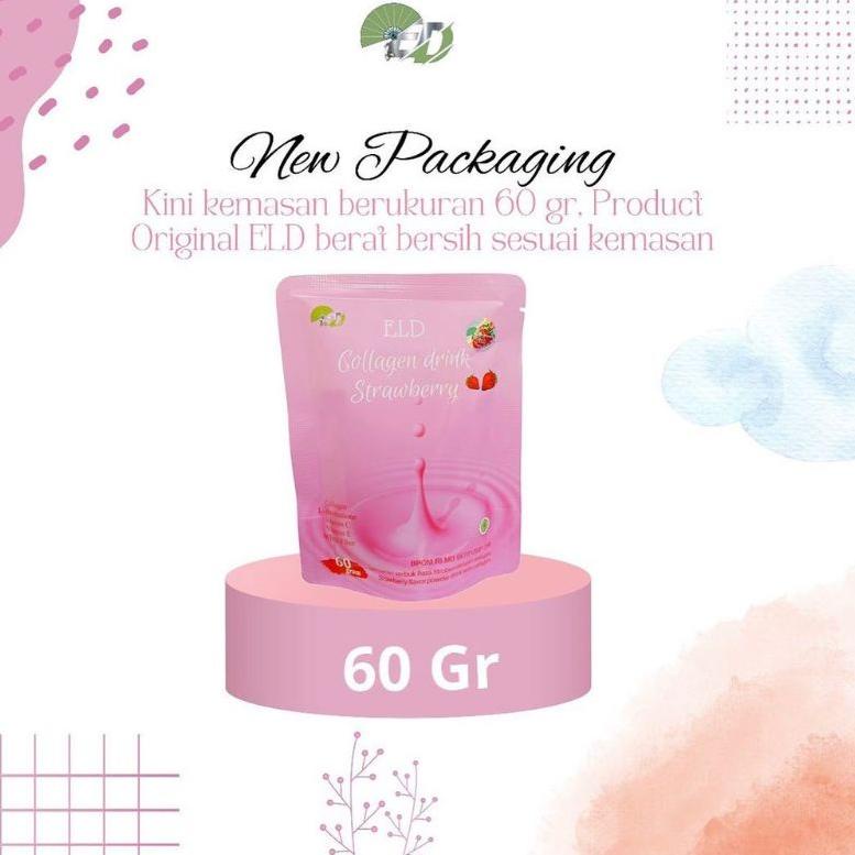 BEST RATING KEMASAN BARU 60GR Eld Collagen Drink Minuman Serbuk Strawberry Memutihkan Kulit ⁂ 871