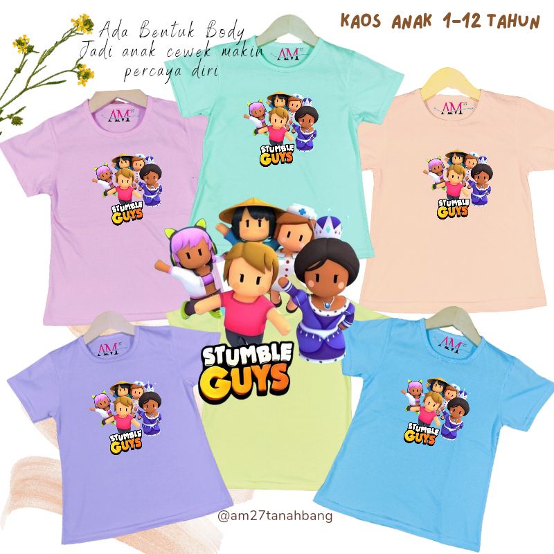 Baju Kaos Anak Cewek 3-12 tahun ukuran S.M.L.XL.XXL.XXXL Stumble Guys Girl