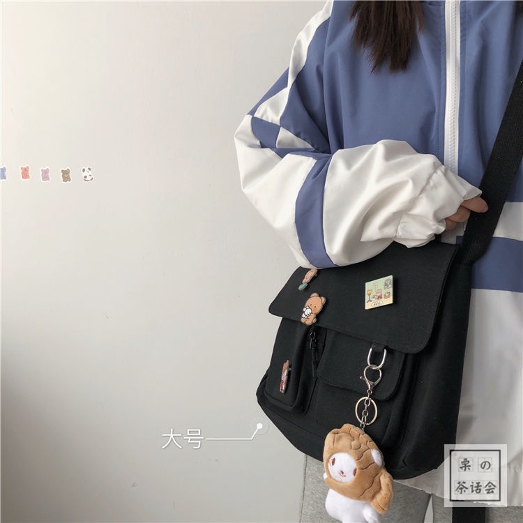 ◎Harajuku Jepang Lucu Vintage Gadis Messenger Tas Ulzzang Versi Korea Ins Mahasiswa Tas Kanvas Wanita Messenger Bag