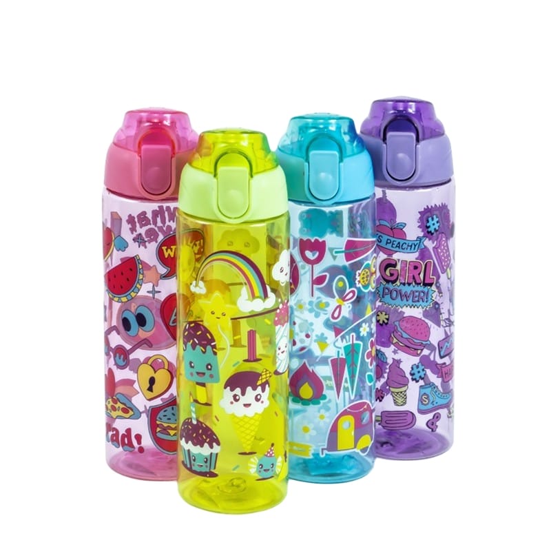 Botol Minum Motif Lucu Warna Warni 600ML Botol Minum Plastik - HX658