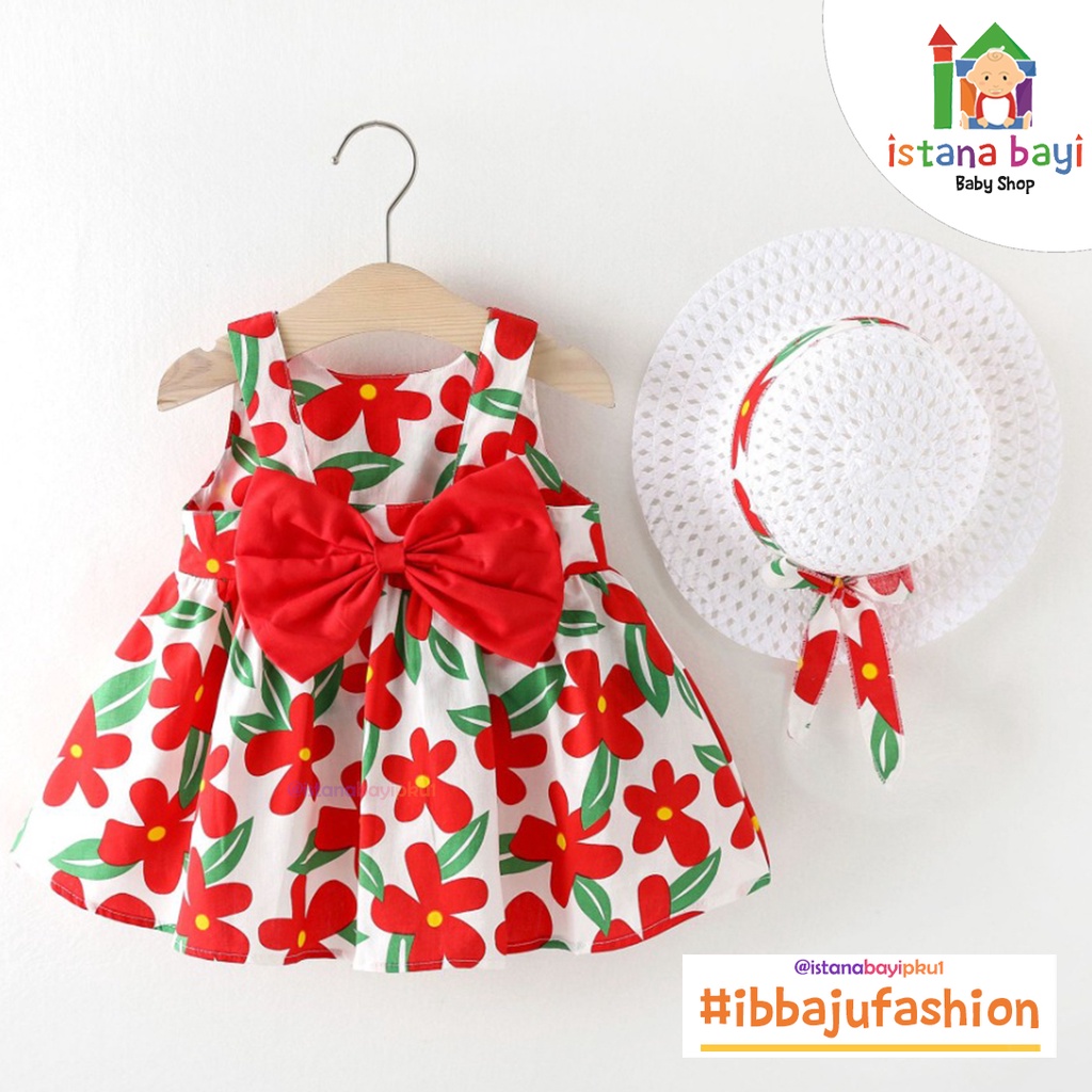 DRESS BAYI - KOREAN BABY DREES 0-3 TAHUN FREE TOPI / GAUN BAYI LUCU IMPORT DRESS BAYI CANTIK