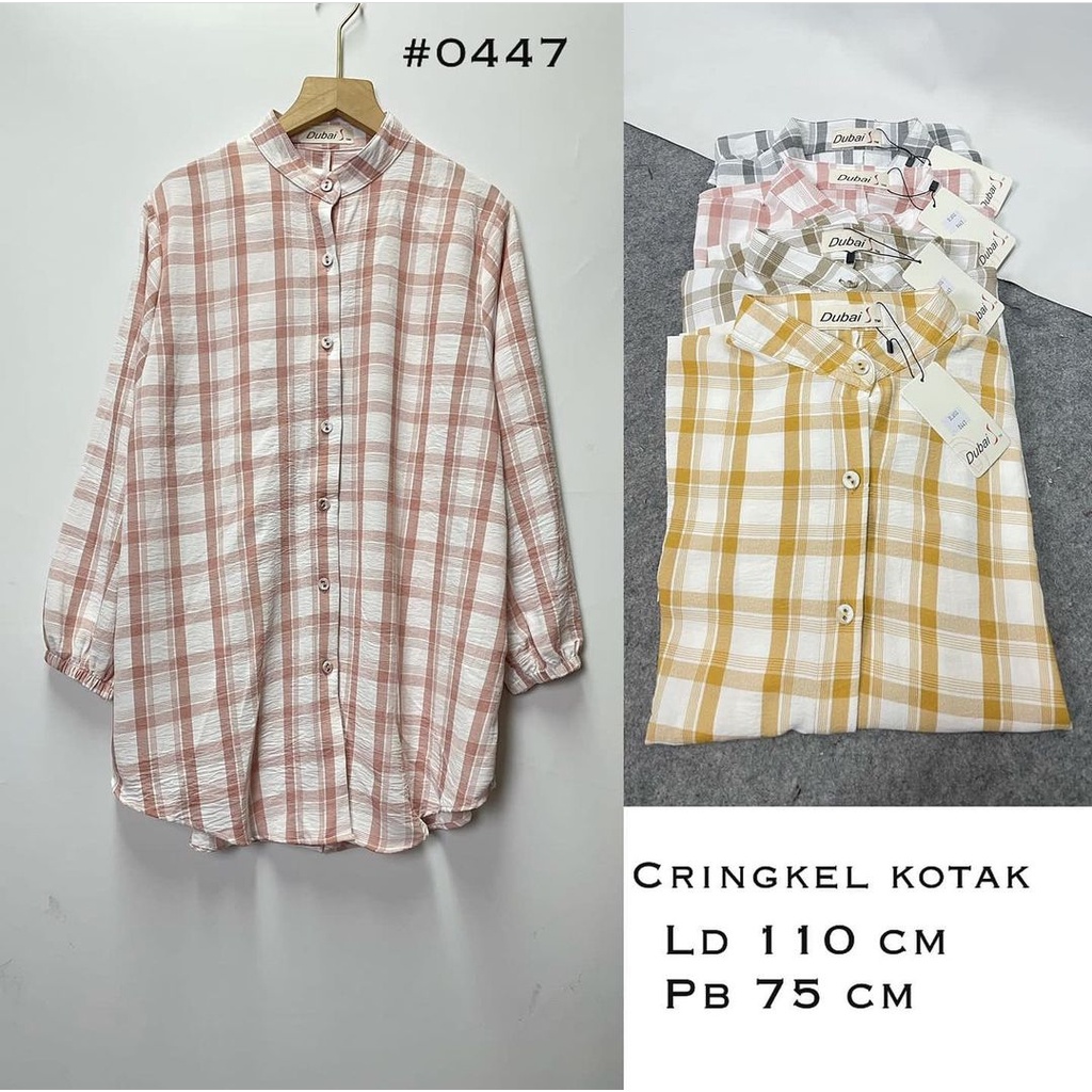 Kemeja Kringkel Kotak Premium - Shirt Dress - Atasan Wanita Motif Kotak - Blouse Atasan Seri Origina