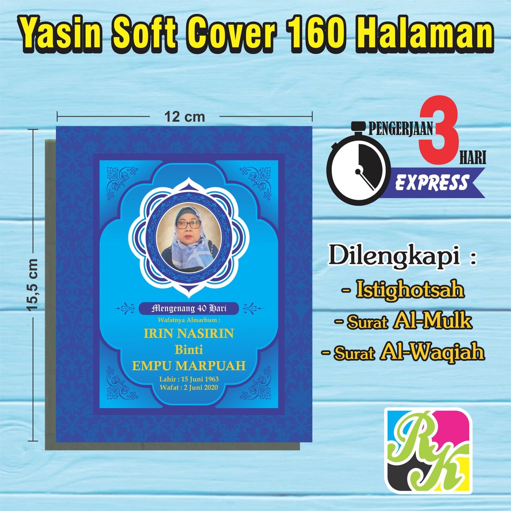 Cetak Buku Yasin Dan Tahlil Isi Bahan Hvs 160 Halaman Soft Cover Tambah Sisipan Foto Almarhum