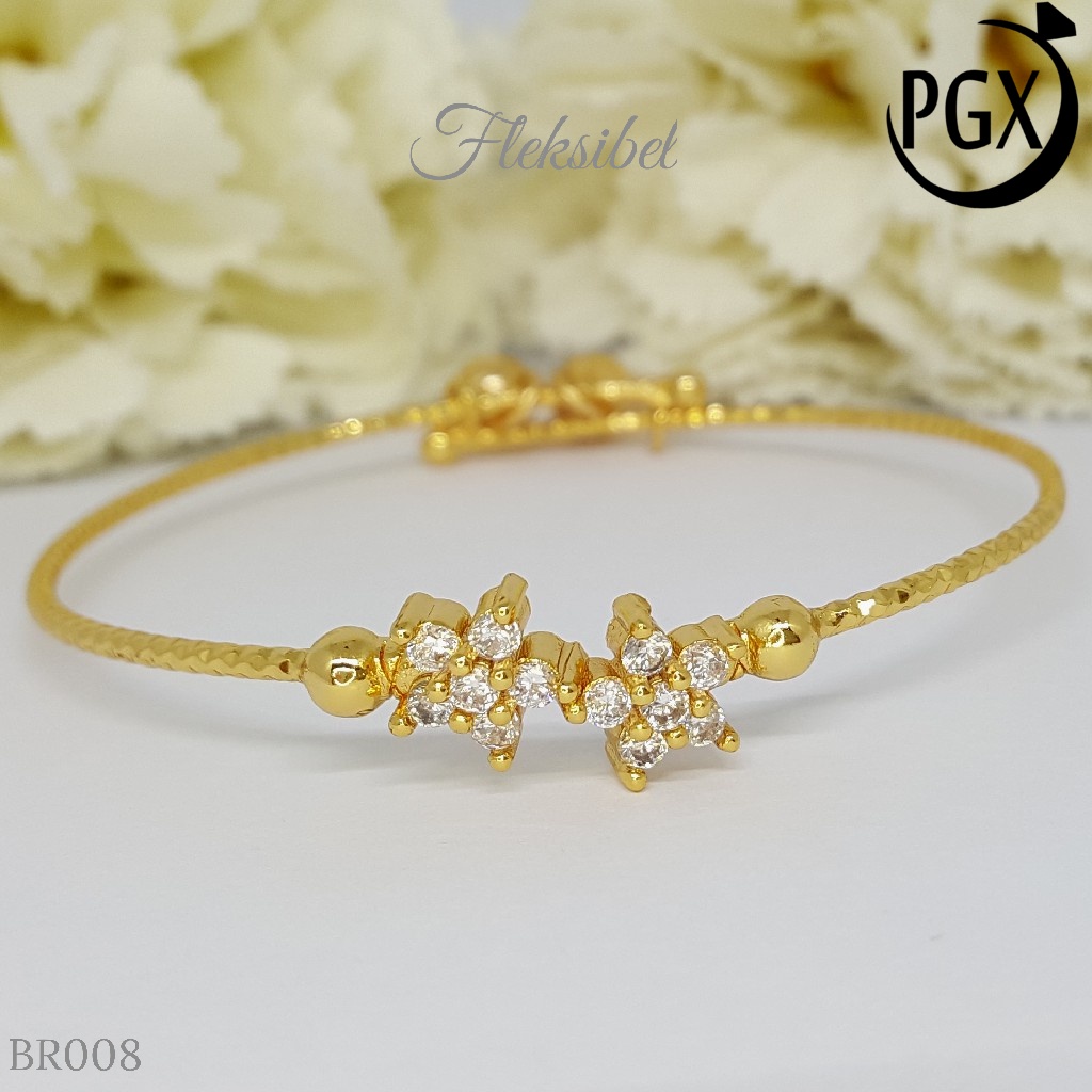 PGX Gelang Bangle Fleksibel Perhiasan Xuping Lapis Emas - BR008