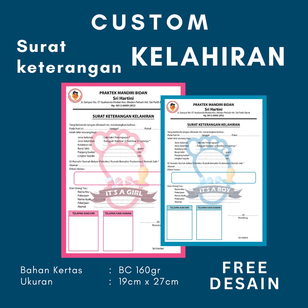 

Custom Surat Keterangan Kelahiran / Lahir