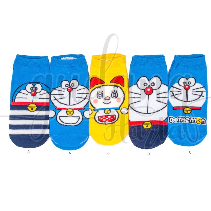 Kaos Kaki Pendek Wanita Doraemon Sock Motif Kartu Jepang Unik GH 103193