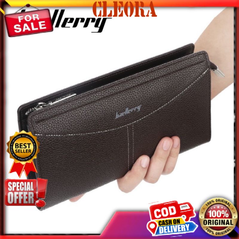 BAELLERRY Original Dompet Pria Panjang Bahan Kulit PU Leather Premium Kekinian Anak Muda Cowok Laki 