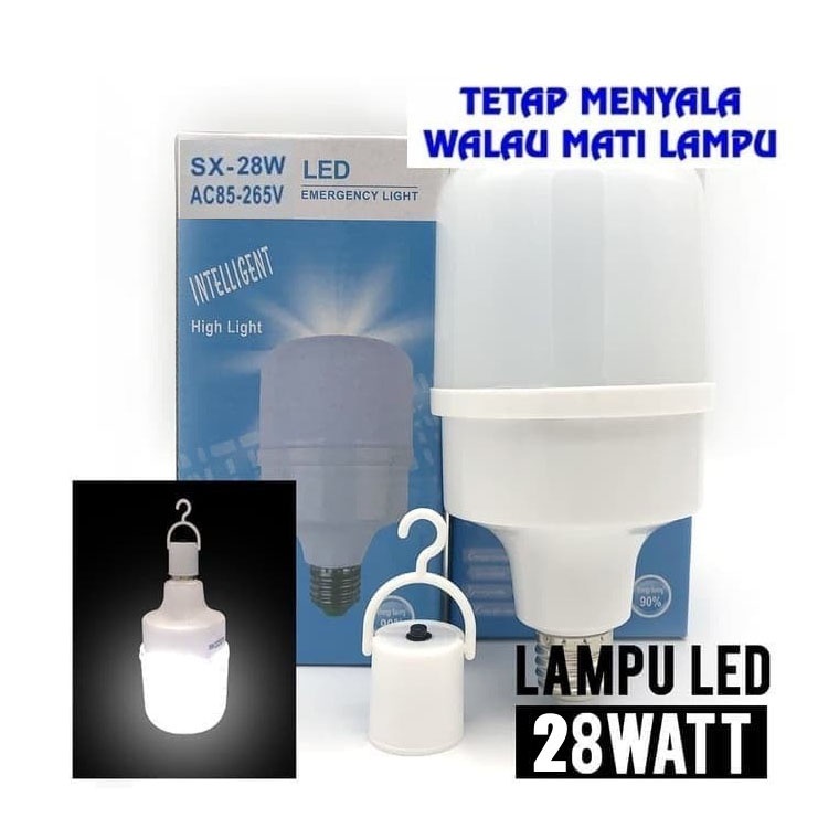 Bohlam Emergency SX-28W Lampu Sentuh LED 28 Watt Darurat Disentuh Nyala Lamp Putih White 28Watt