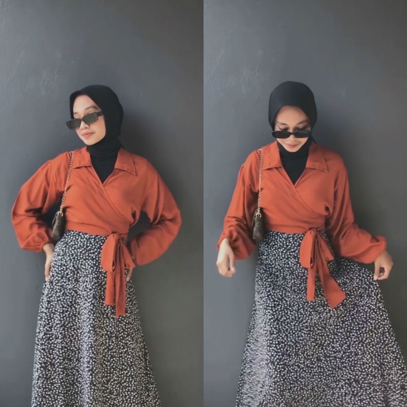 WRAP TOP BLOUSE PREMIUM// BLOUSE KOREAN KEKINIAN RAYON BALI